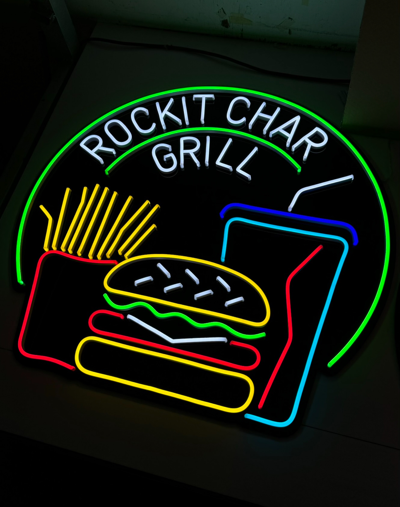 Rockit Char Grill Burgers Neon LED Signs By Sam's Signs